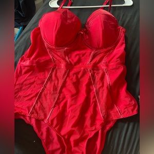 NWOT Cacique Red Lace Bodysuit 42D
